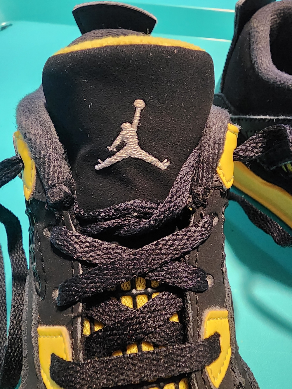Jordan Kids Black and Yellow Mesh Basketball Sneakers - Picture 5 of 6